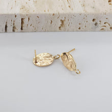 Load image into Gallery viewer, 10pcs Oval Post With Loop,  18K Gold Stud Earring Nickel Free, Hypoallergenic Earring Findings ZX158