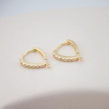 Load image into Gallery viewer, Drop Shape Ear Hoops Pave Crystal, 15.6*13mm, 18K Gold Plated Leverback Earrings, Huggie Hoops Earring D0152