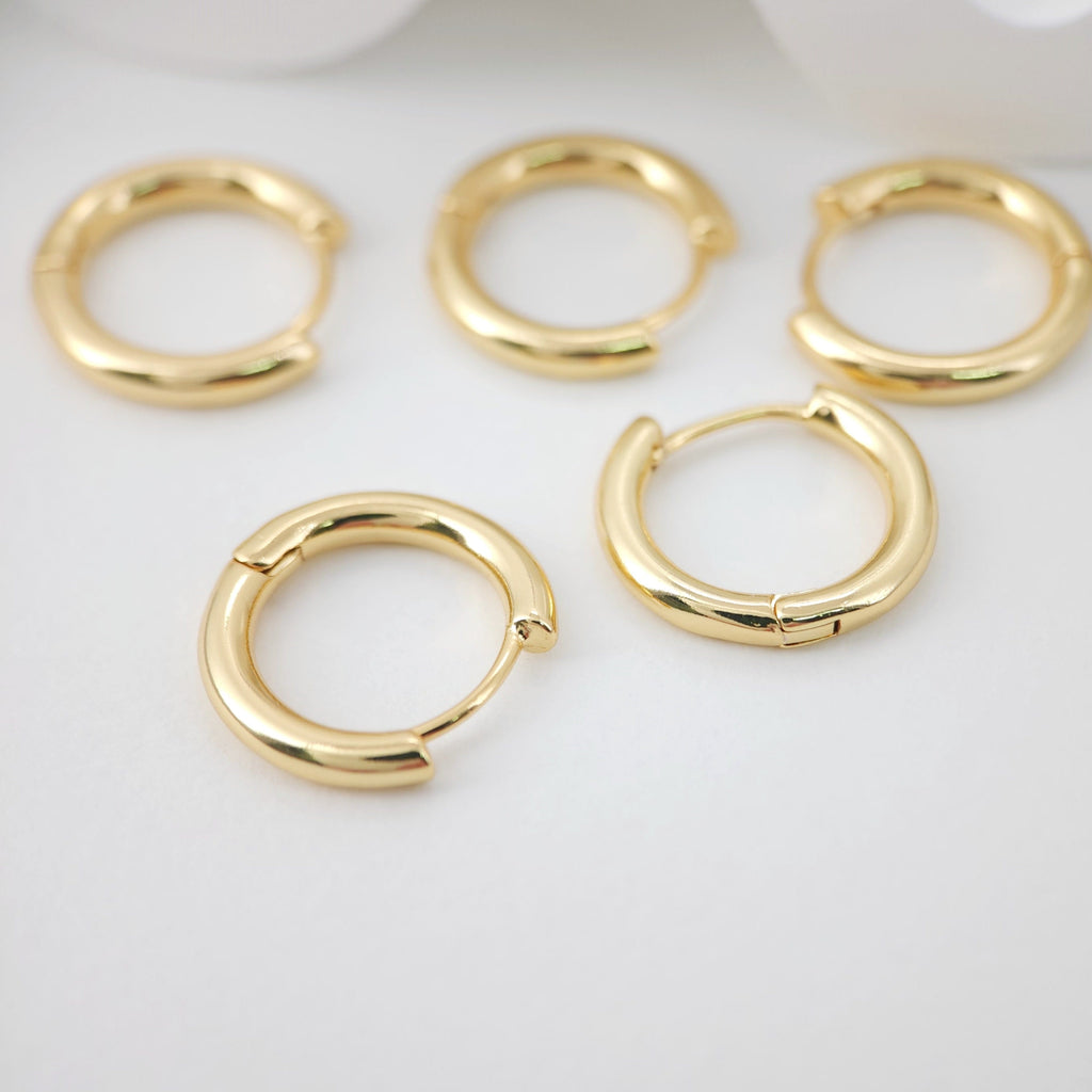 10PCS 18K Gold Plated Round Hoop Earring, Huggie Hoops Earring Parts, Spring Ear Hoops, hoop earrings S20844