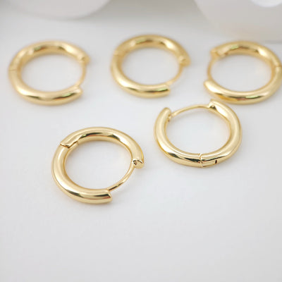 10PCS 18K Gold Plated Round Hoop Earring, Huggie Hoops Earring Parts, Spring Ear Hoops, hoop earrings S20844
