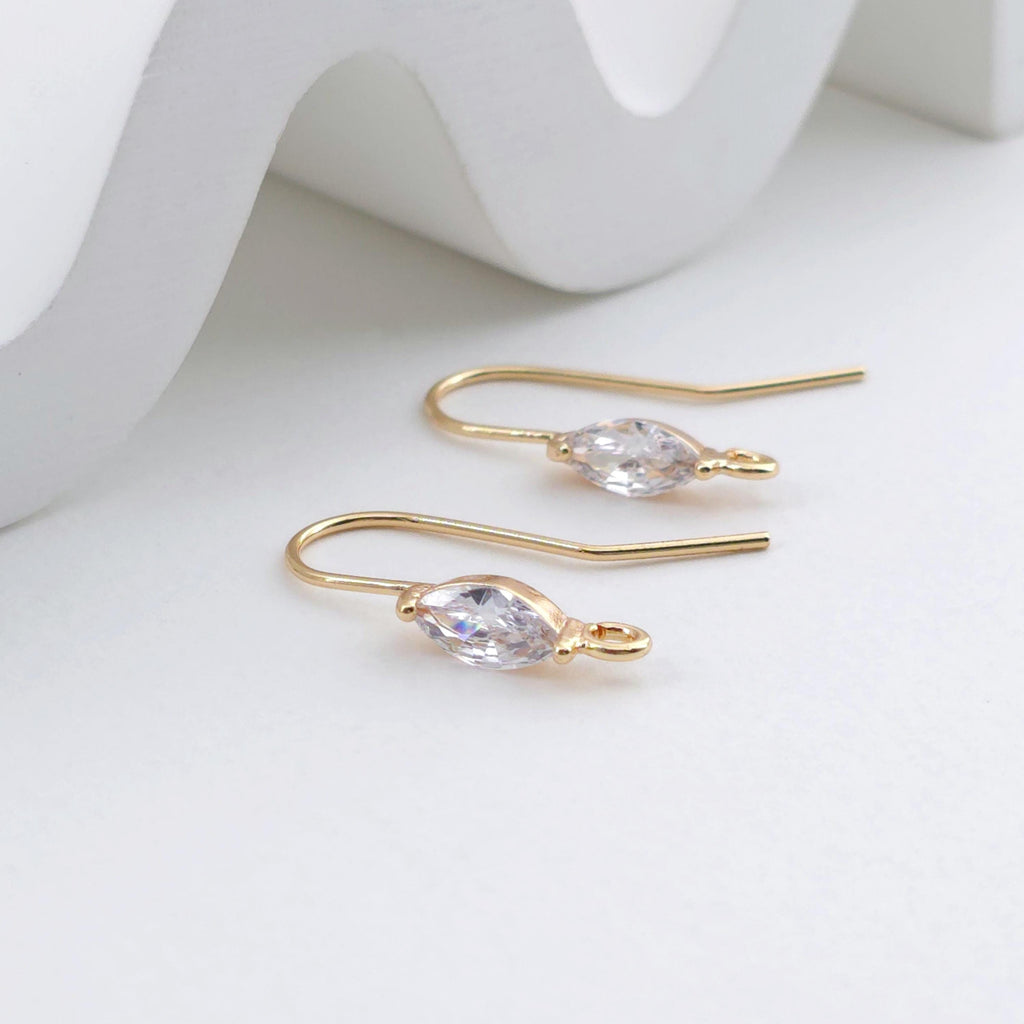 14K Gold Plated Ear Wires, Cubic Pave Earring Hooks, Nickel Free, Fish Hooks, Ear Wires for Jewelry Making ZX321