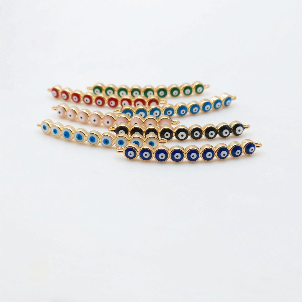 موصل عين الشر من المينا، موصل عين مطلي بالذهب عيار 18 قيراطًا، 39 مم، لصنع الأساور، وإكسسوارات المجوهرات S20468