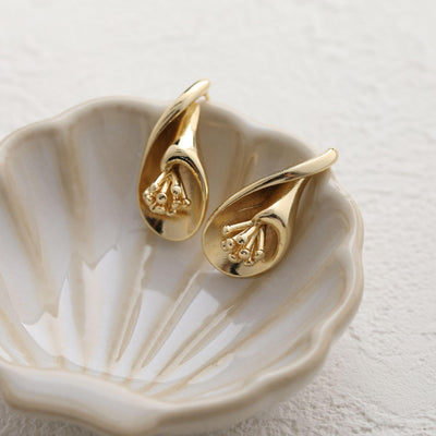 أقراط زهرة مع حلقة، مطلية بالذهب عيار 14 قيراطًا، خالية من النيكل، دبوس فضة S925، أقراط أذن مضادة للحساسية GZ782