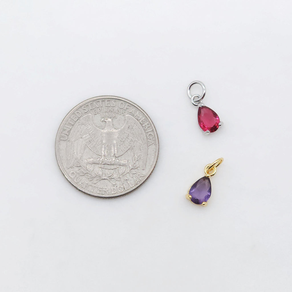 Dijes de lágrima de cristal, 9 colores a elegir, chapado en oro de 18 quilates y plata, accesorios de joyería S20527