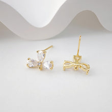 Load image into Gallery viewer, Cubic Zirconia Flower Post Earrings, Gold Plated Earring Post with Loop, Hypoallergenic, Handmade Earring Finding,DIY Earring Supplies D0241