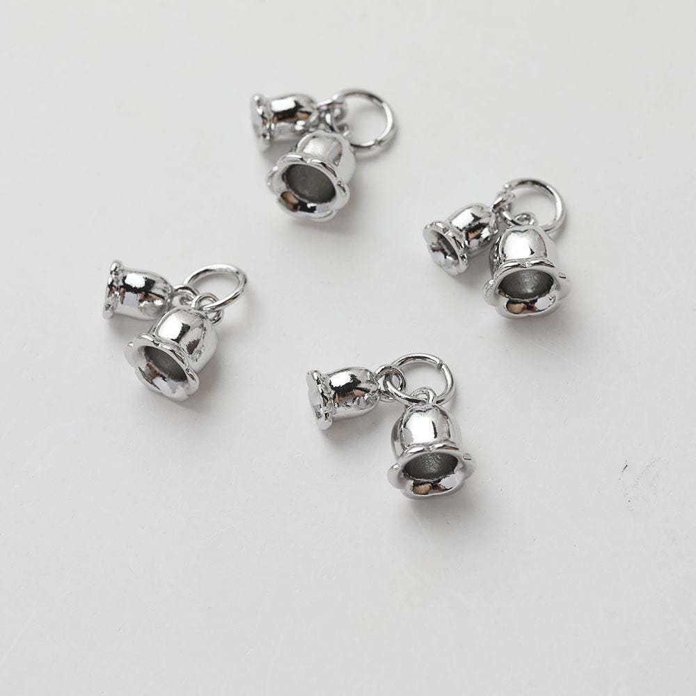 Gold Bell Pendant, 14K Gold/Silver Plated, Double Bell Pendant, Necklace Earring Making Charms, 13.5mm, Jewelry Findings GZ639