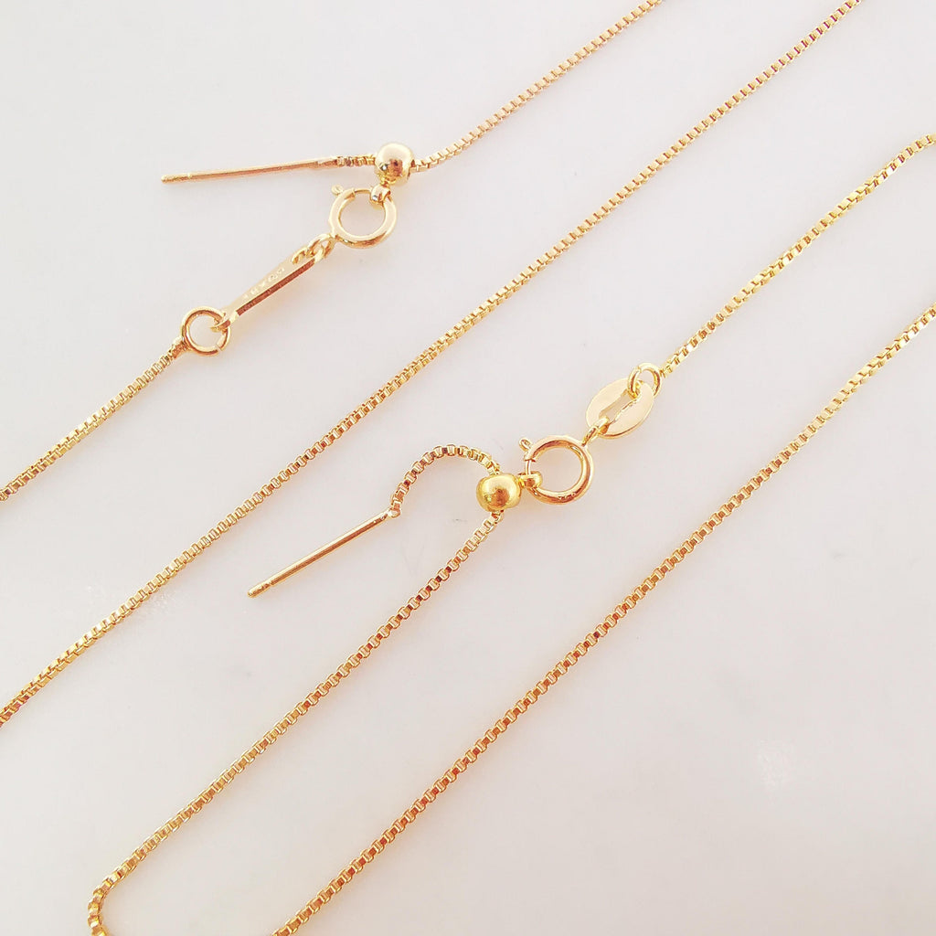 18K Box Finished Chain for Necklace/ Bracelet With Spring Clasp, 0.8mm, 18 Inch/8 Inch READY To WEAR Necklace Bracelet Findings Z100