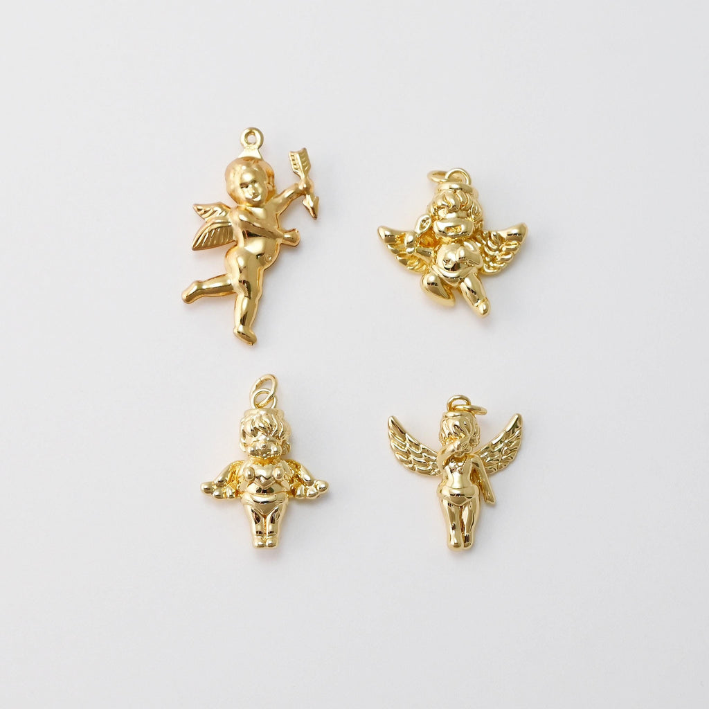 Gold Angel Charms, 18K Gold Plated Angel pendants for Necklace and Bracelet, Jewelry Findings
