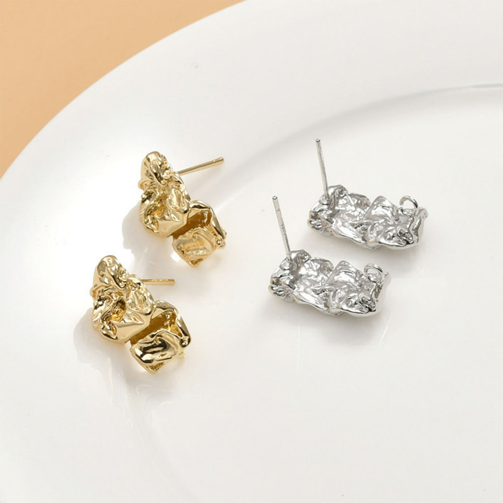 Pendientes de plata de ley 925 con pasador irregular y aro, sin níquel, de oro y plata, hipoalergénicos LL220