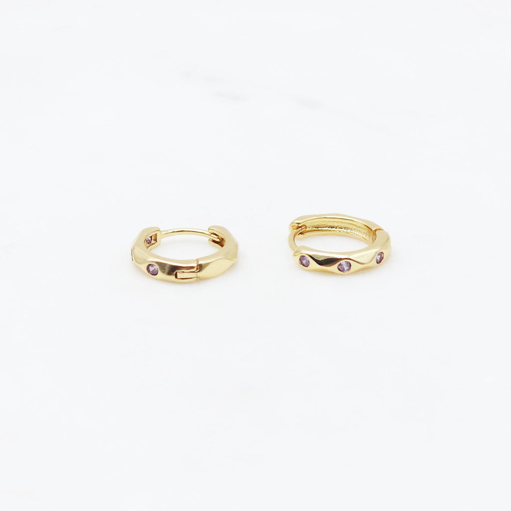 Multicolor Cubic Pave Ear Hoops, 12.6mm, 18K Gold Plated Leverback Earrings, Huggie Hoops Earring S20475