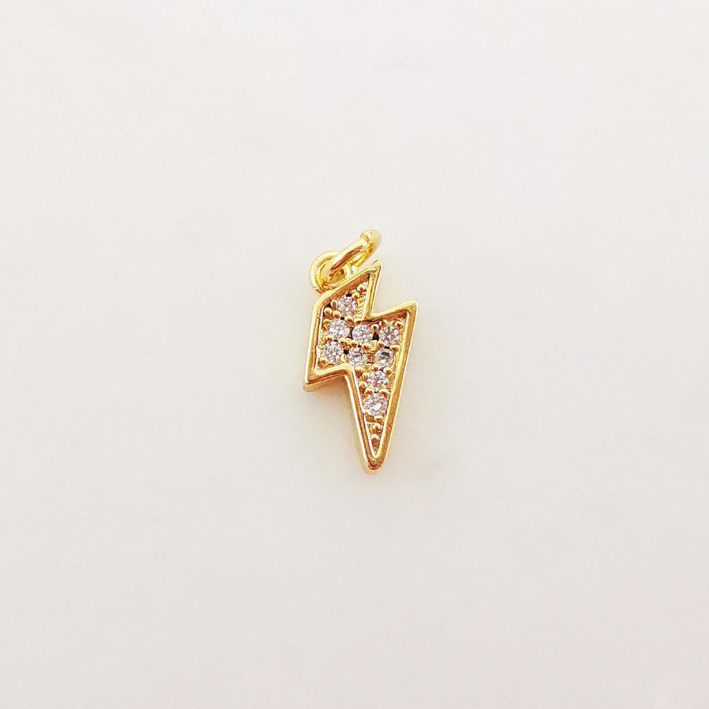 Moon, Cloud Lighting, Phonetic Charm, Enemal CZ Pave Pendant, 18K Gold Plated, Bracelet Making Charm, Jewelry Findings S1014