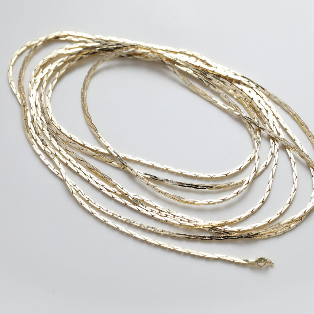 14K Gold Snake Chain, 0.6mm, 0.7mm, 0.8mm, 0.9mm in Flat, Necklace Link Chain, Unfinished Chain, Necklace Making Findings JG028