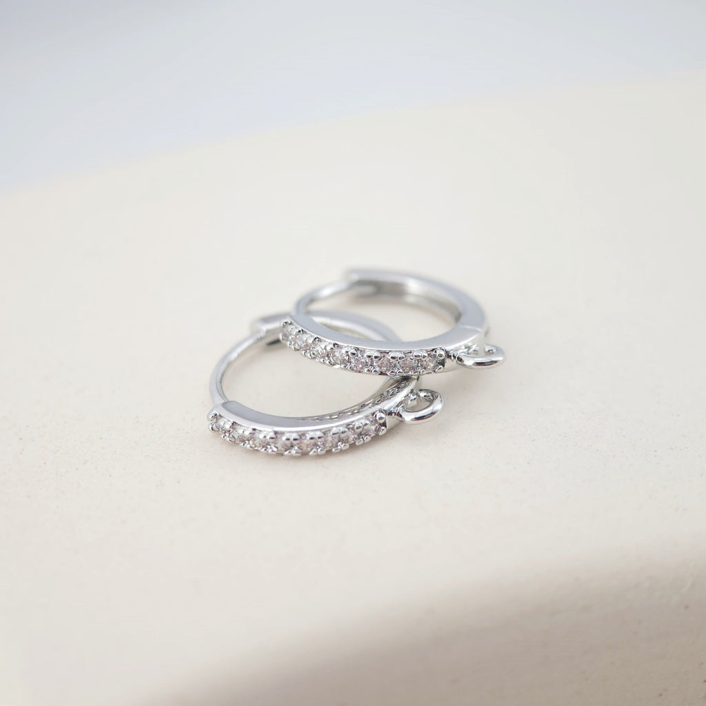 Cubic Zirconia Ear Hoops Multicolor Pave Crystal , 14mm, 18K Gold Plated Leverback Earrings, Huggie Hoops Earring D0146