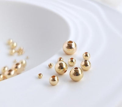 14K Gold Plated beads, Gold Spacer Round Beads, 2mm/2.5mm/3mm/4mm/5mm/6mm/8mm, Spacer Beads For Bracelet, Jewelry making YY001