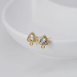 18K Gold Post, Triangle Earrings, CZ Pave, 10.7*8.4mm, S925 silver pin, Stud Earring Nickel Free, Hypoallergenic Earring Findings D0407