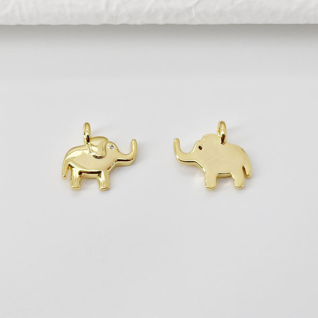 Elephant Pendant, 18K Gold Plated Brass Animal Charm, Bracelet Necklace Making Charm, Jewelry Findings S20707