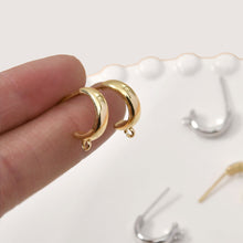 Load image into Gallery viewer, C Shape Earrings Post With Loop, 14K Gold, S925 Silver Ear Pin Nickel Free Earrings, Ear Stud, Hypoallergenic Earring Findings YL006-D0153