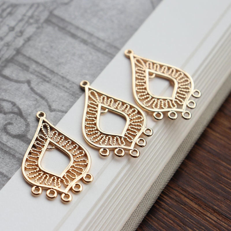 10pcs Boho Connector Pendant, Openwork Charm, 14K Gold Plated CZ Pave, Necklace Making Charm, Jewelry Findings JY068-F271