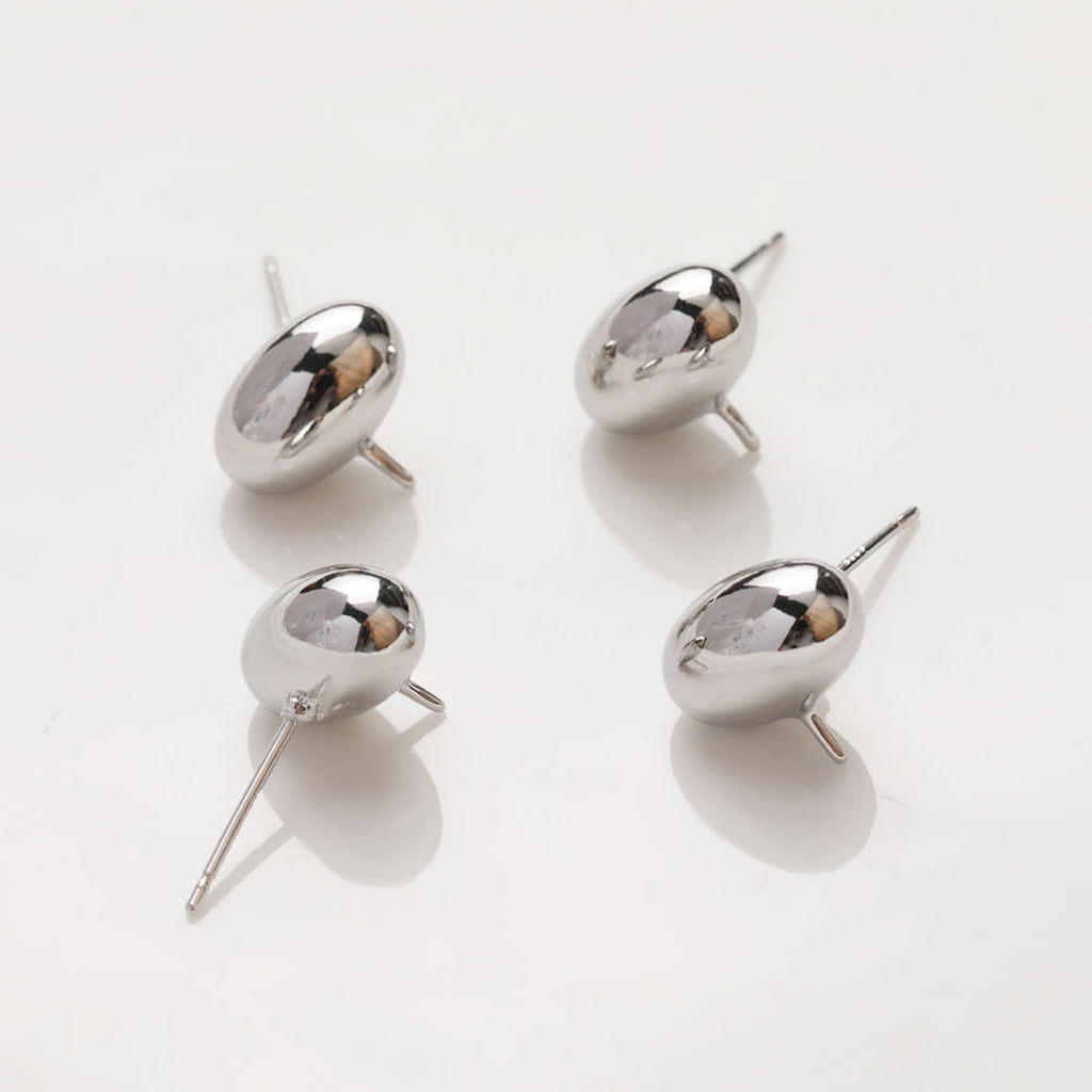 دبوس أذن بيضاوي الشكل مرصع بأحجار الزركونيا المكعبة، دبوس أذن من الفضة الاسترلينية عيار 925، قرط أذن من الذهب عيار 18 قيراطًا مع أغطية تثبيت لنتائج أقراط اللؤلؤ نصف المثقوبة GZ414