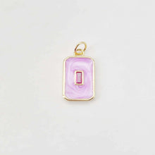 Load image into Gallery viewer, CZ Pave Rectangular Charm, Enamel Pendant, Bracelet Necklace Pendant, 14K Real Gold Plated, Jewelry Findings S20660