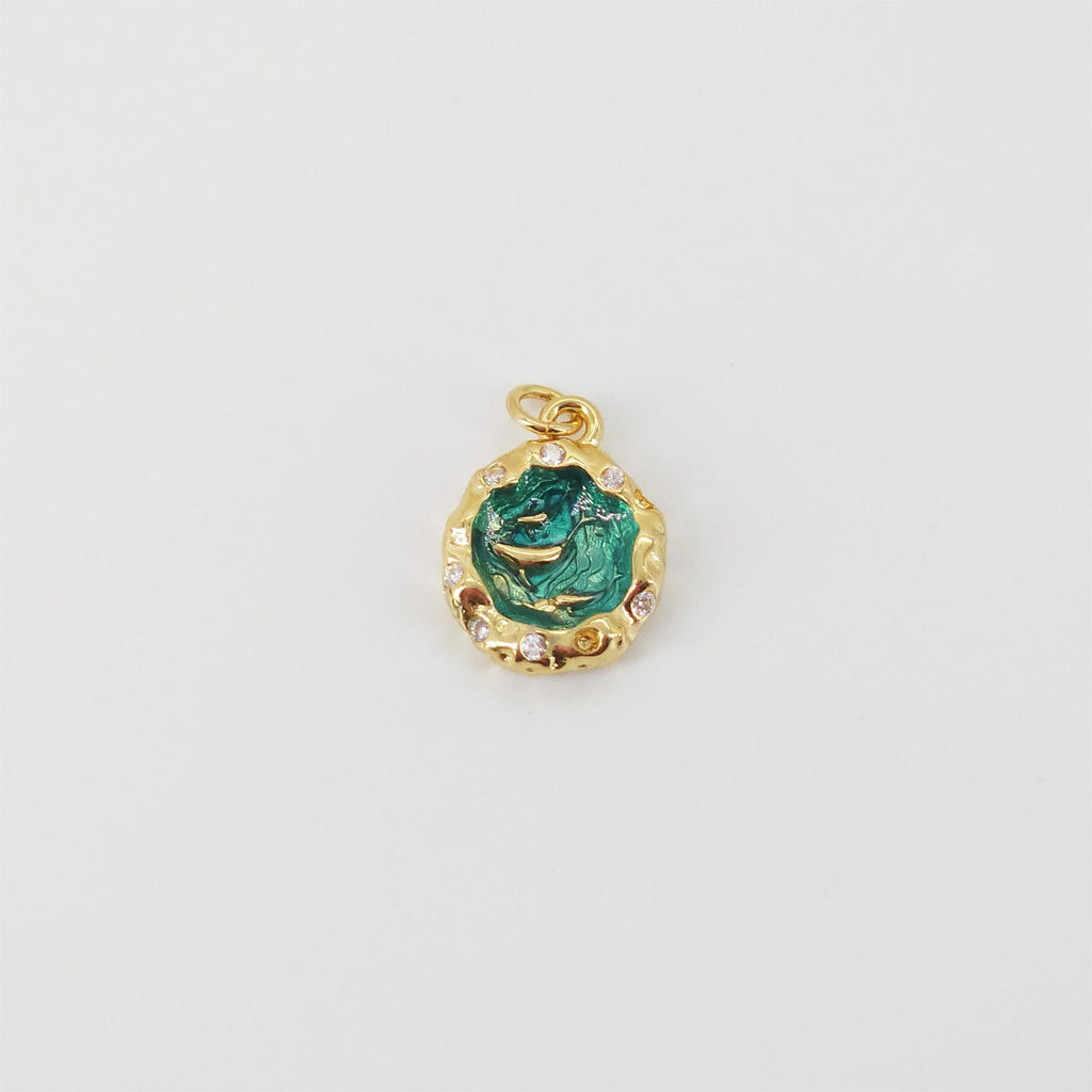 Ocean Pendant, 18K Gold Plated, Necklace Making Charm, Jewelry Findings S20812