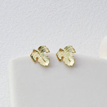 Load image into Gallery viewer, Gold Leaf Earring Post With Loop, S925 Silver Pin, Nickel Free Earrings, Ear Stud Loop, Hypoallergenic Earring Findings D0412