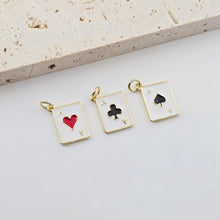 Load image into Gallery viewer, Enamel Poker Pendant, 18K Gold Plated, Necklace Making Charms, Jewelry Findings S1287