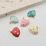 Enamel Shell Charms, 18K Gold Plated Charm, Cubic Zirconia Pave Charm, Jewelry Making Pendant S1288