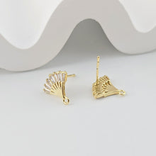 Load image into Gallery viewer, Cubic Zirconia Flower Post Earrings, Gold Plated Earring Post with Loop, Hypoallergenic, Handmade Earring Finding,DIY Earring Supplies D0256