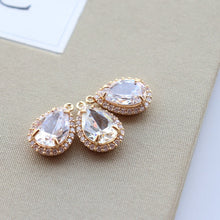 Load image into Gallery viewer, 20pcs- Crystal Tiny Teardrop Charms, 14K Gold Plated Teardrop Pendant, 13x18mm, Jewelry Findings JY092-F077