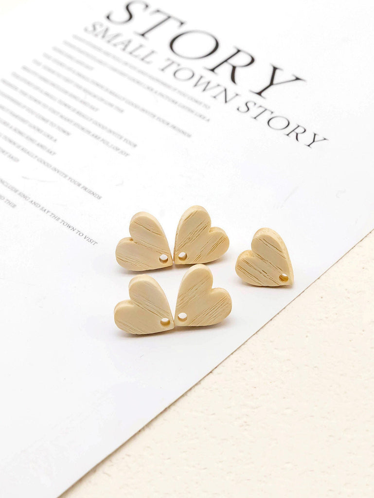 4 pendientes de madera con forma de corazón para mujer, de fresno reciclado, sin níquel, con diseño geométrico llamativo, JT908