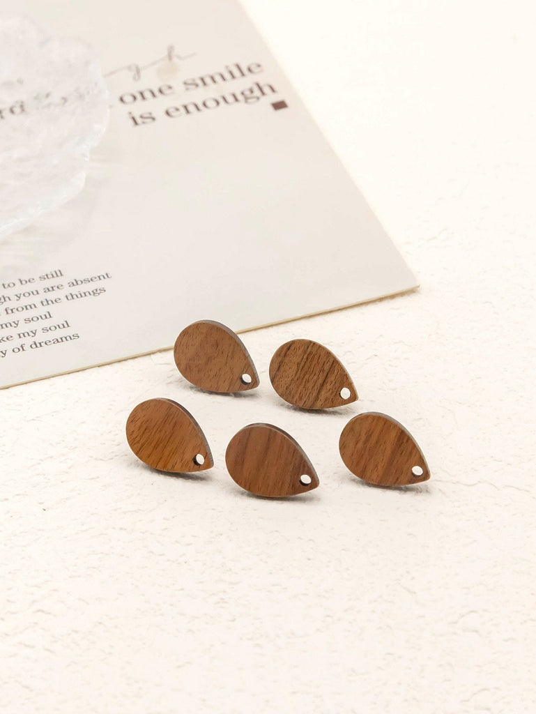 4PCS Wood Earrings, Teardrop Wooden Earrings for women, Reclaimed Walnut Wood, Nickel Free, Geometric Statement Earrings Finding JT919