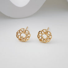 Load image into Gallery viewer, Round Line Post With Loop, 18k Gold Chain Round Stud Earring Nickel Free, Hypoallergenic Earring Findings ZX185