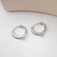 Load image into Gallery viewer, Rainbow Pave Cubic Ear Hoops Multicolor Pave Crystal , 14mm, 18K Gold Plated Leverback Earrings, Huggie Hoops Earring D0145