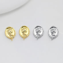 Load image into Gallery viewer, 18K Gold Oval Shape Post With Loop, Portrait Post, Maria Post Earring, S925 Silver Pin Nickel Free, Hypoallergenic Earring Findings D0434