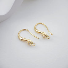 Load image into Gallery viewer, Heart Zircon Ear Wire Hook, Gold Plated Earring Hook, Hypoallergenic Hooks Earring , Nickel Free, Handmade Earring Findings  Supplies D0094