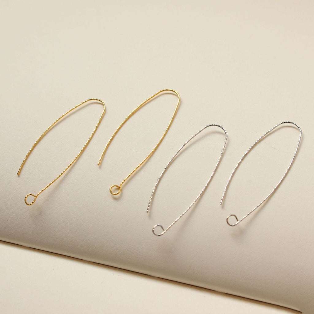 Twisted Ear Hooks, 14K Gold Earring Earring findings with loop, Fish Hooks, Ear Wires for Jewelry Making GT067