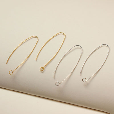 Twisted Ear Hooks, 14K Gold Earring Earring findings with loop, Fish Hooks, Ear Wires for Jewelry Making GT067
