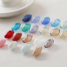 Load image into Gallery viewer, Colourful Patterned Glass Bubble Beads, Oval Openwork Glass Beads, Hand Blown Hollow Globes for Jewelry Making, DIY Beads Finding GZ778