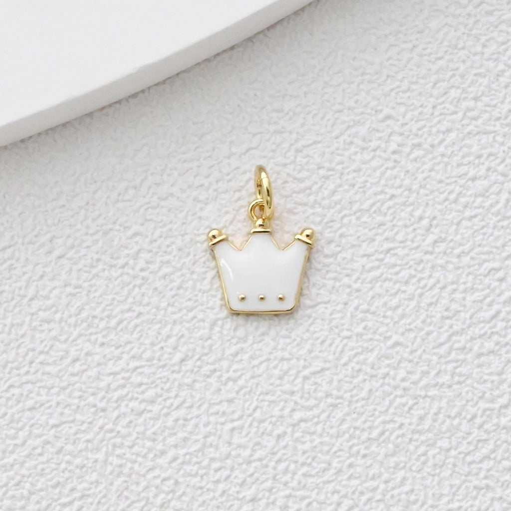 Colgante de corona, dijes de corona esmaltados, dijes de tiara real, dijes chapados en oro de 18 quilates, fabricación de pulseras y collares, accesorios de joyería S1368
