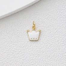 Cargar imagen en el visor de la galería, Colgante de corona, dijes de corona esmaltados, dijes de tiara real, dijes chapados en oro de 18 quilates, fabricación de pulseras y collares, accesorios de joyería S1368