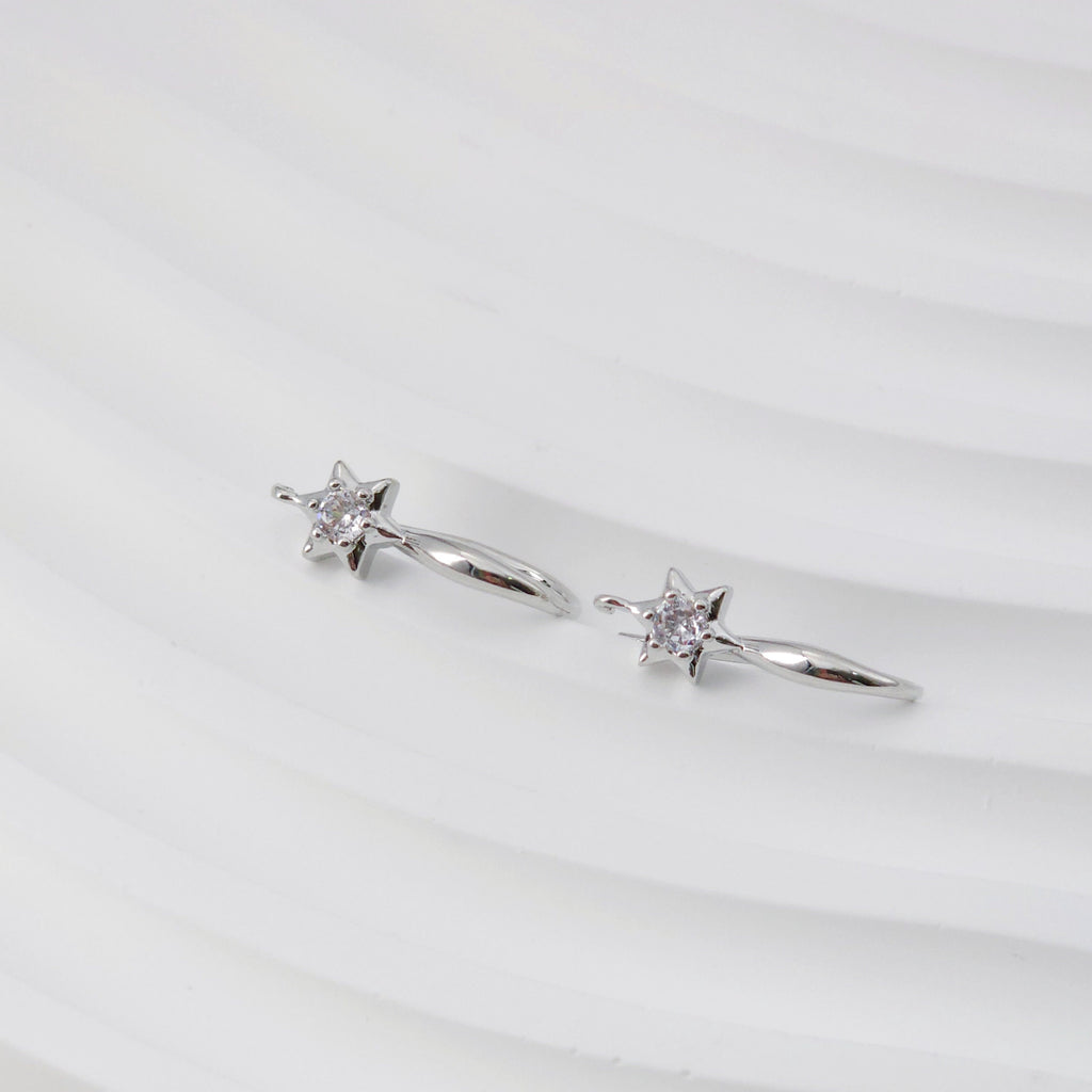 Hexagram Zircon Ear Wire Hook, Gold Plated Star Earring Hook, Hypoallergenic Hooks Earring , Handmade Earring Findings  Supplies D0092