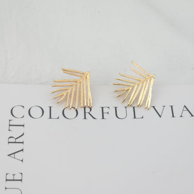 10pcs Gold Fir leaves Earring Post With Loop, S925 Silver Ear Pin Nickel Free Earrings, Ear Stud Loop, Hypoallergenic Earring Findings Z023