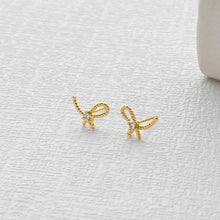 Load image into Gallery viewer, Bow Tie Earring Post With Loop, 18K Gold Plated, Green CZ Pave, Nickel Free Earrings, Bow Tie Ear Stud with Loop D0467
