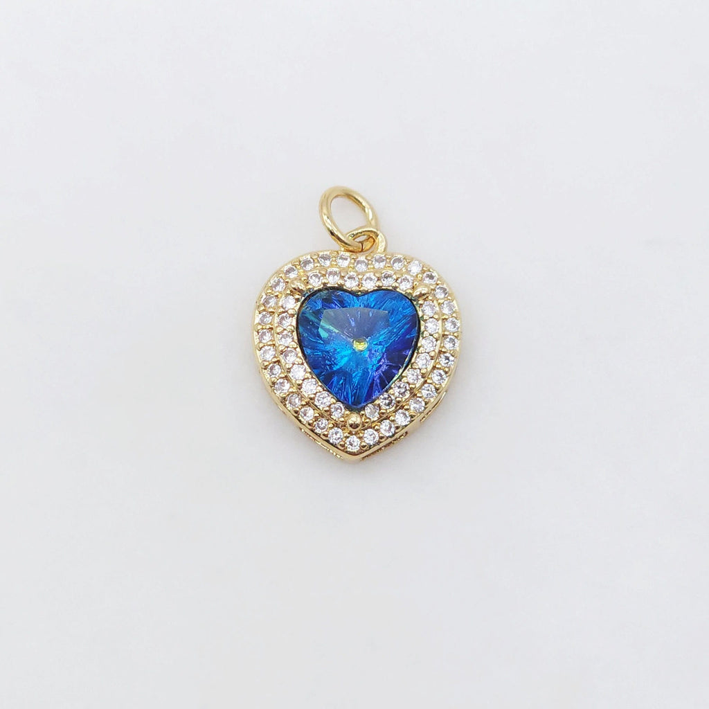 Dije de candado de corazón, colgante de corazón de cristal cúbico pavé, chapado en oro de 18 quilates, para hacer collares y pulseras, accesorios de joyería S20498
