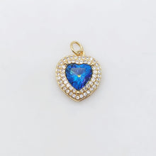 Cargar imagen en el visor de la galería, Dije de candado de corazón, colgante de corazón de cristal cúbico pavé, chapado en oro de 18 quilates, para hacer collares y pulseras, accesorios de joyería S20498