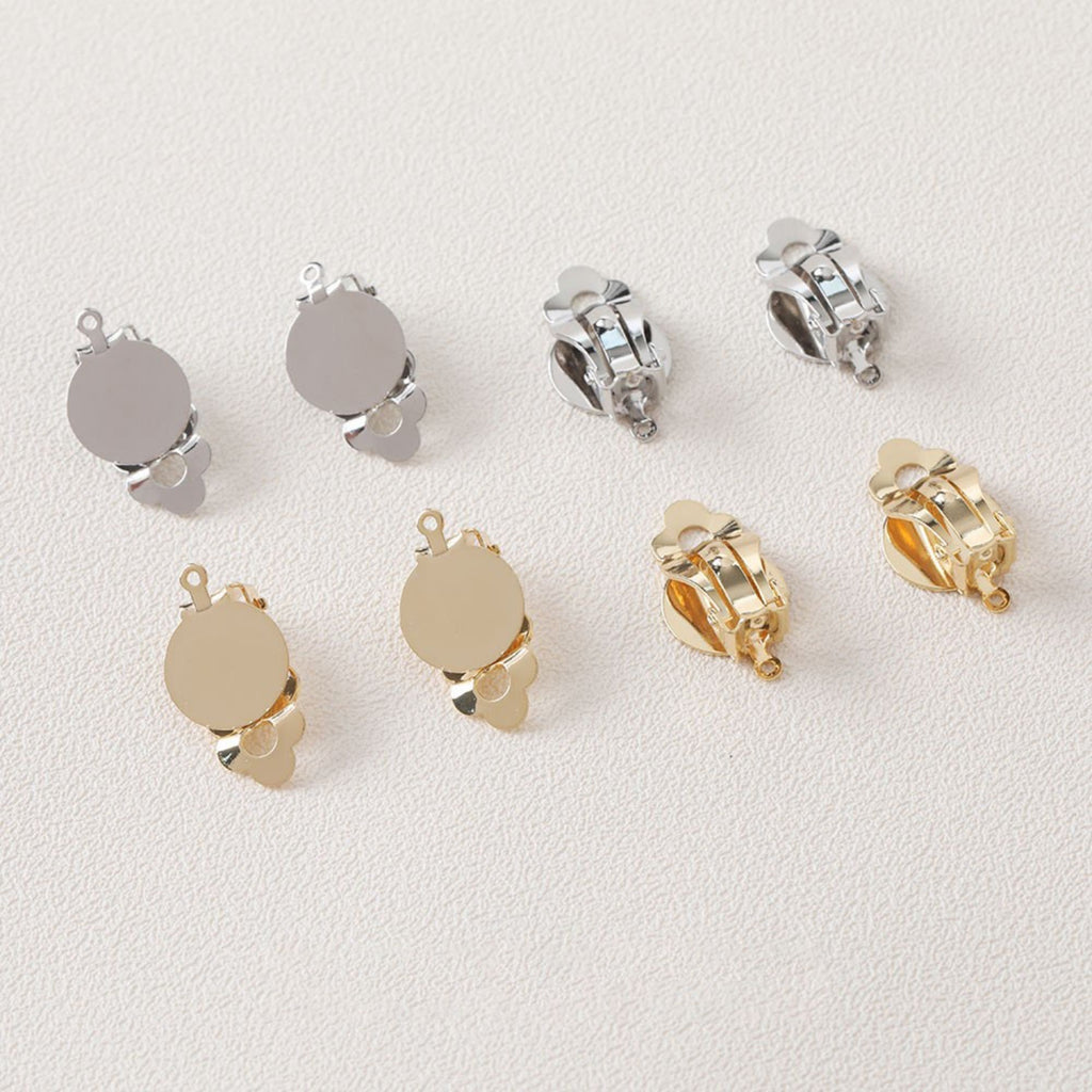 مشبك غير مثقوب على أقراط الأذن، مع وسادة مسطحة ووسادات مطاطية مريحة، 10 مم، 12 مم، مطلي بالذهب/الفضة عيار 18 قيراطًا، أداة العثور على الأقراط بنفسك GZ147