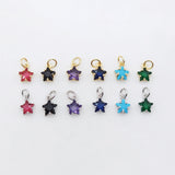 Crystal Tiny Star Charms, 9 Color Crystal You Choose, 18K Gold/Silver Plated Star Pendant, Jewelry Findings S20528