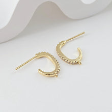 Load image into Gallery viewer, C Shape Ear Post, Nickel Free, CZ Pave, 18.9*16.4mm, 18K Gold Plated Stud Earring Finding D0277