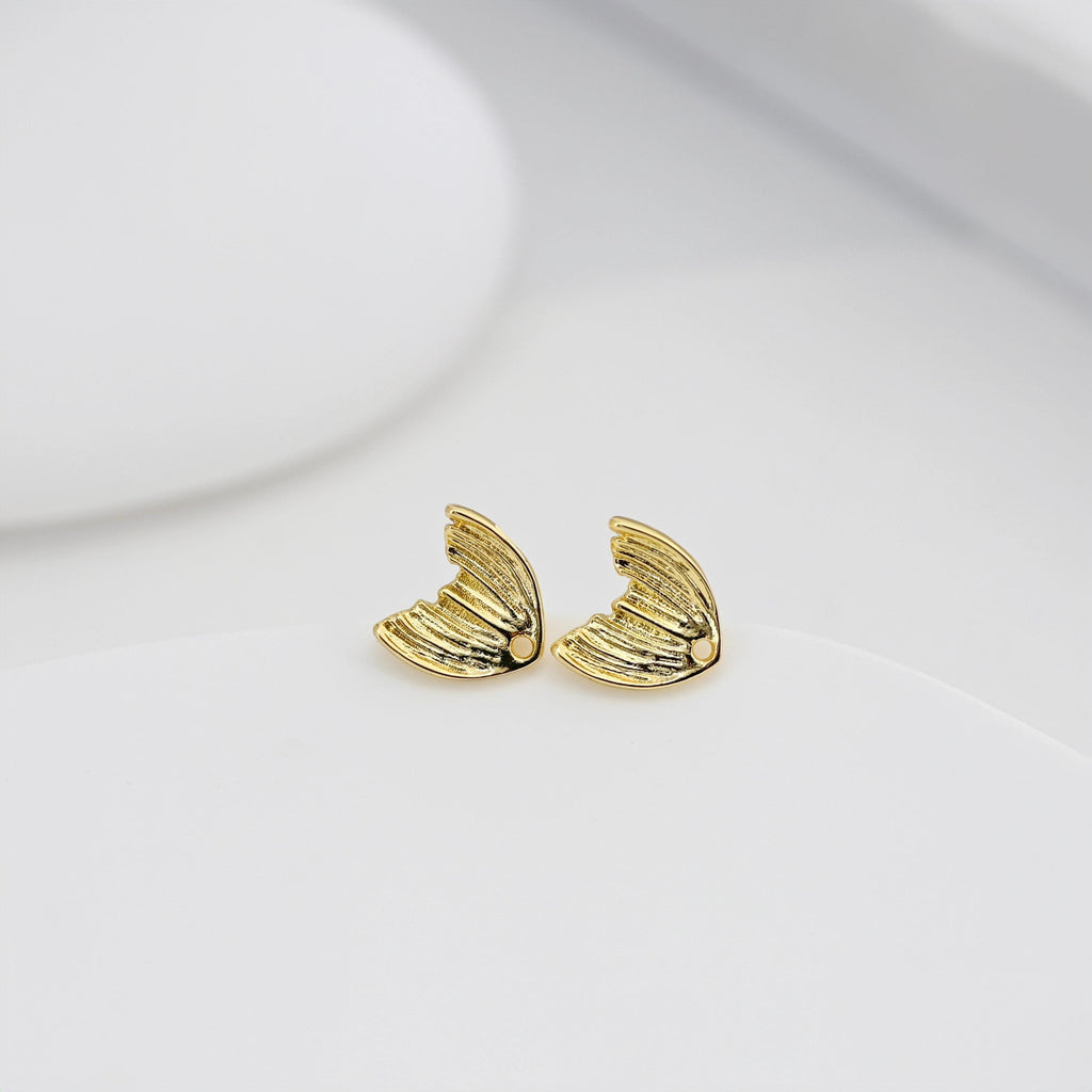 Wing Post Earrings, 11mm, Burshed Gold Earring Post, Hypoallergenic, Earring Findings, Earring Supplies D0422
